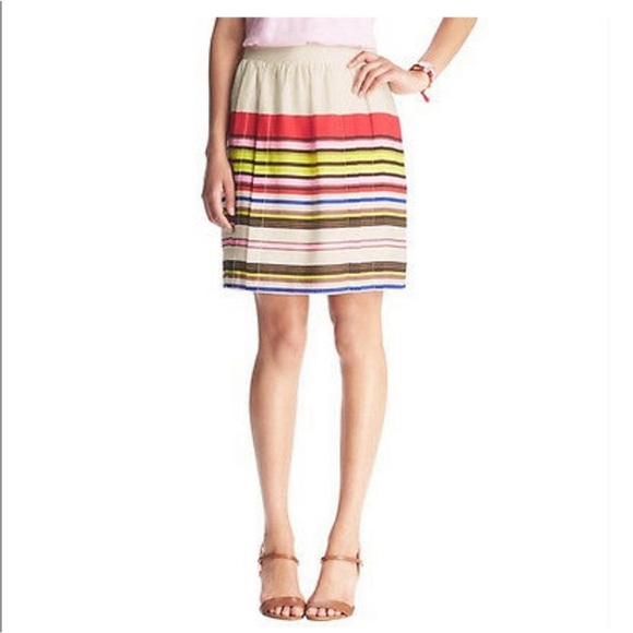 LOFT Multicolor Striped Pleated Skirt - Size 8 - Picture 2 of 15